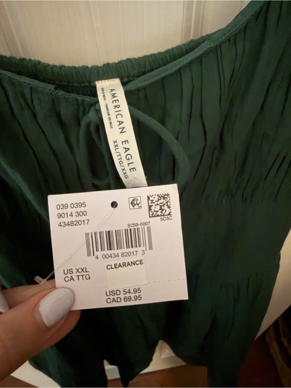 American Eagle Outfitters Deep Green Smocked Strapless Dress - Picture 4 of 5